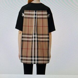 Burberry summer cotton tunic- black knit front- plaid Burberry poplin back.
